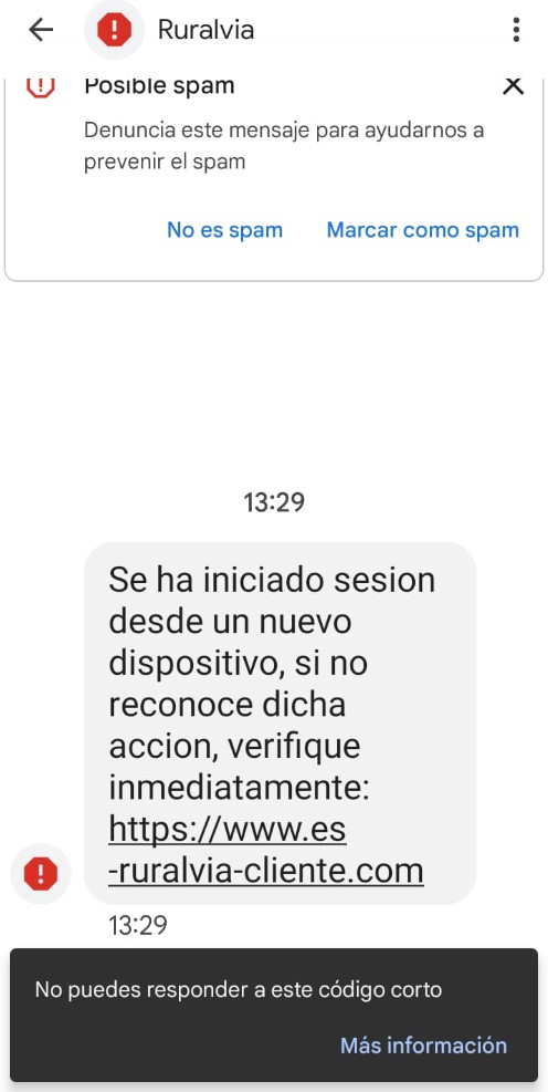 SMS fraudulento